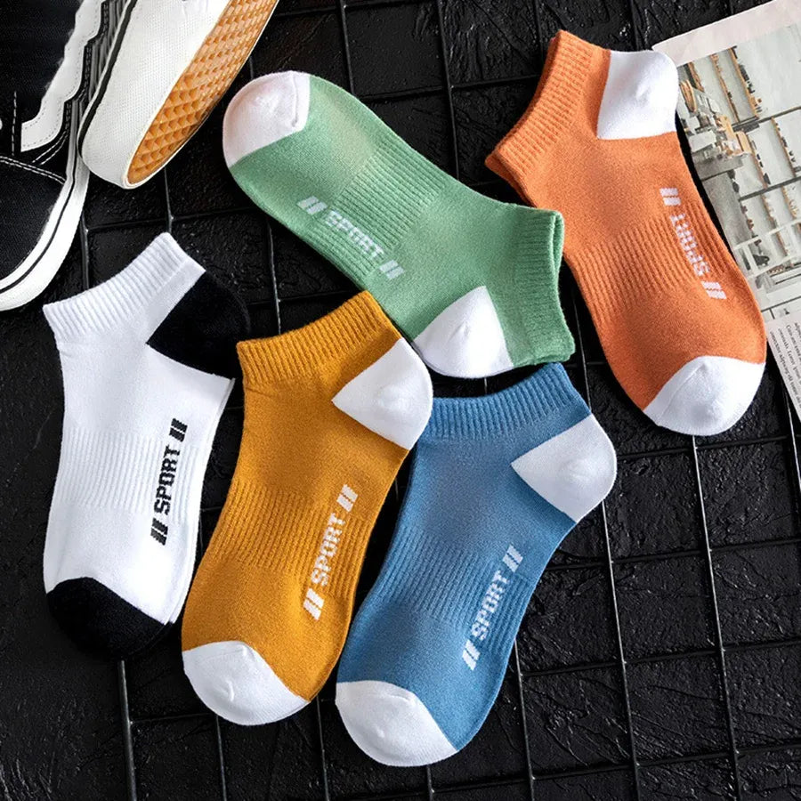Unisex Breathable Cotton Ankle Socks (5 Pairs)