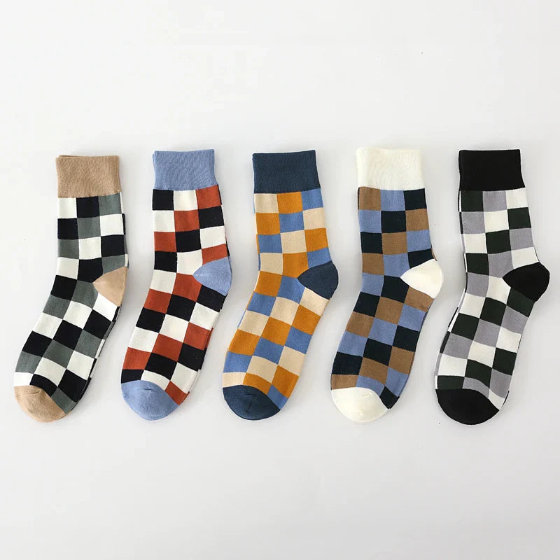 "Grid" Cotton Socks (5 Pack)